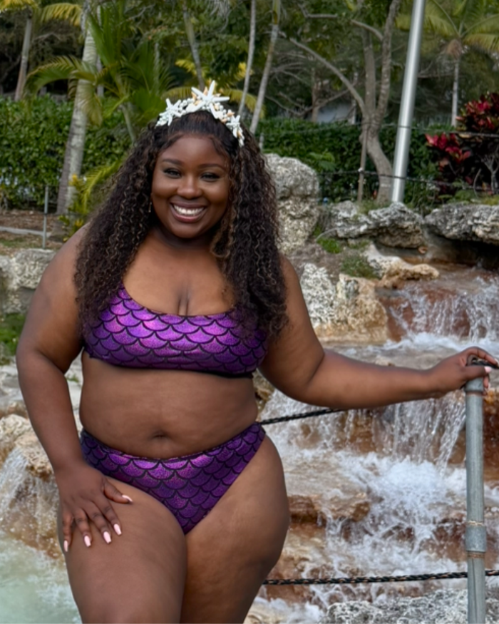 Deep Purple Mermaid Scoop Bikini Top