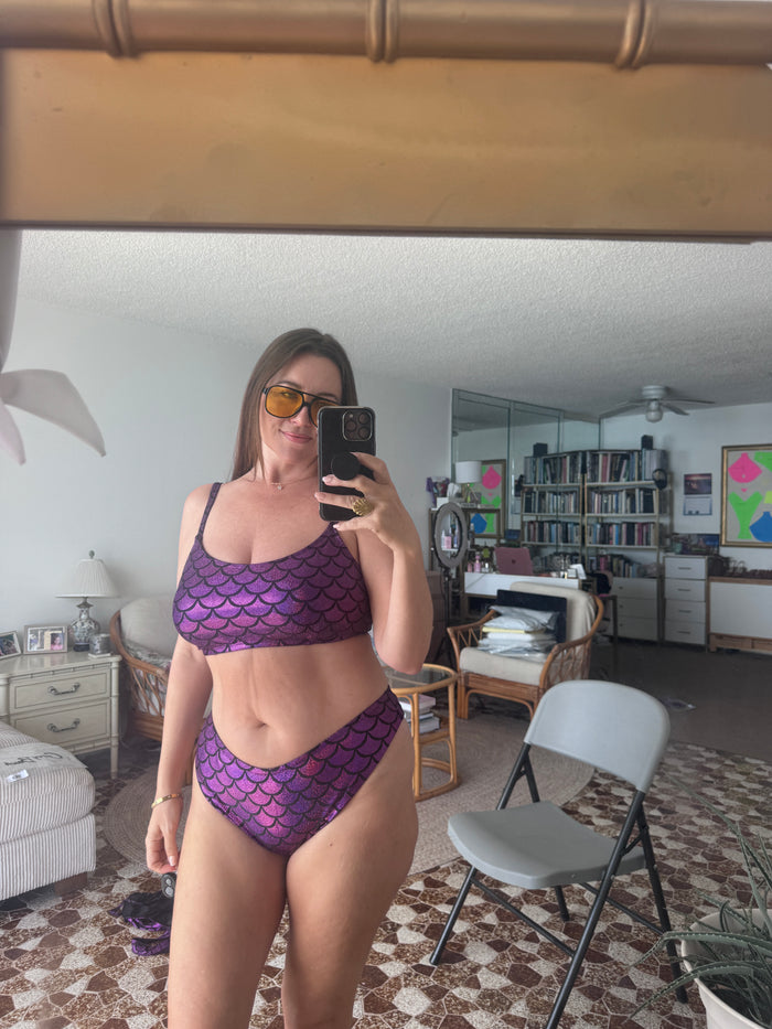 Deep Purple Mermaid Scoop Bikini Top