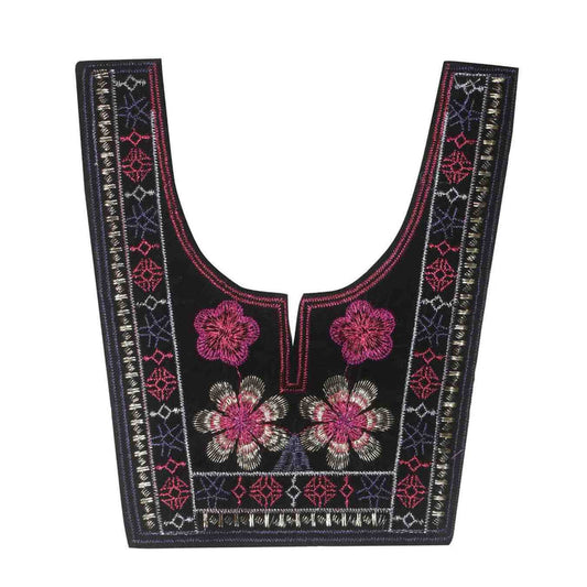 Delicate floral art ethnic neckline with fine embroidery and graceful curves for traditional wear by Ani Accessories