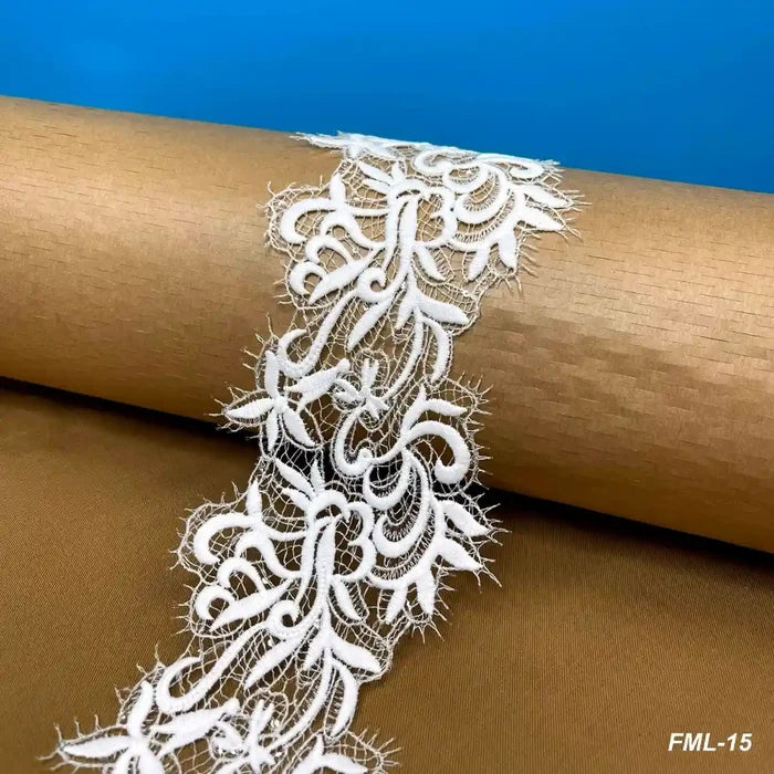 Delicate Ivory Embroidered Lace | Width 10.6cm (4.2 inches) 106mm | SKU-FML-15