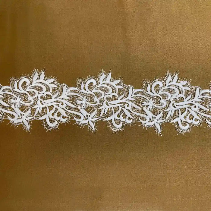 Delicate Ivory Embroidered Lace | Width 10.6cm (4.2 inches) 106mm | SKU-FML-15