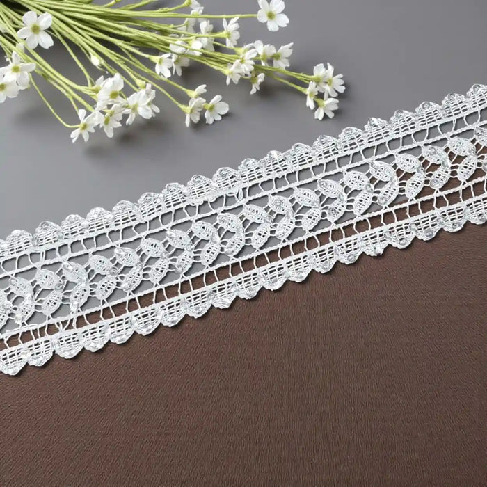 Delicate Leaf Pattern White Lace | Width 4cm (1.6 inches) 40mm | SKU-FML-20