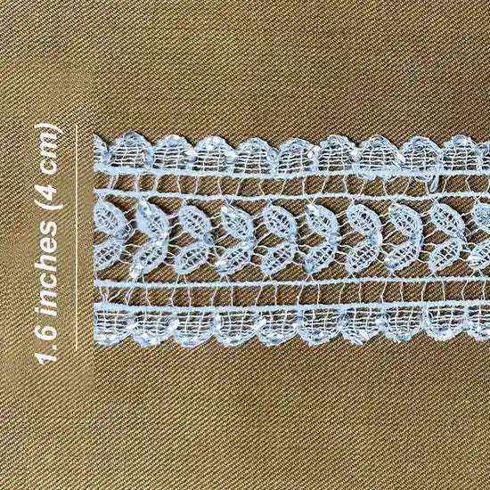 Delicate Leaf Pattern White Lace | Width 4cm (1.6 inches) 40mm | SKU-FML-20