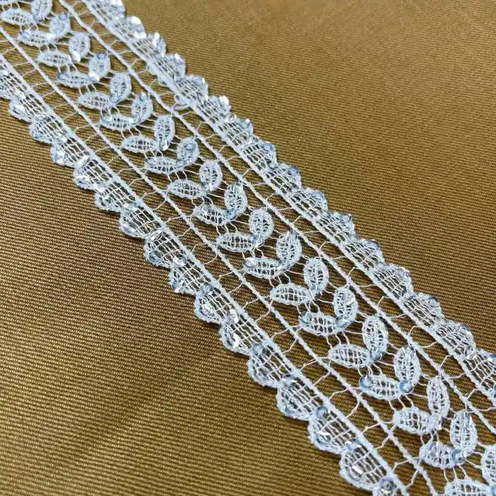 Delicate Leaf Pattern White Lace | Width 4cm (1.6 inches) 40mm | SKU-FML-20