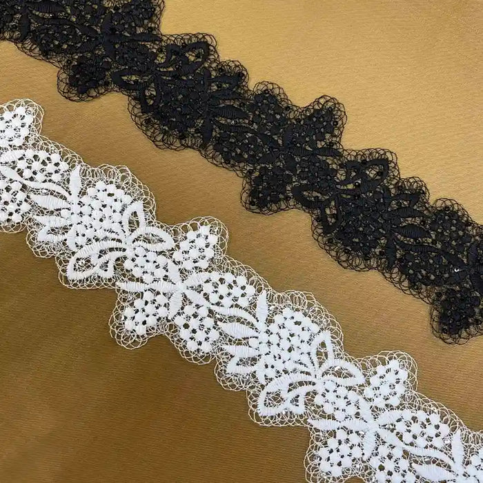 Designer Floral Lace with Net Base | Width 7.8cm (3.1 inches) 78mm |SKU_FML-34