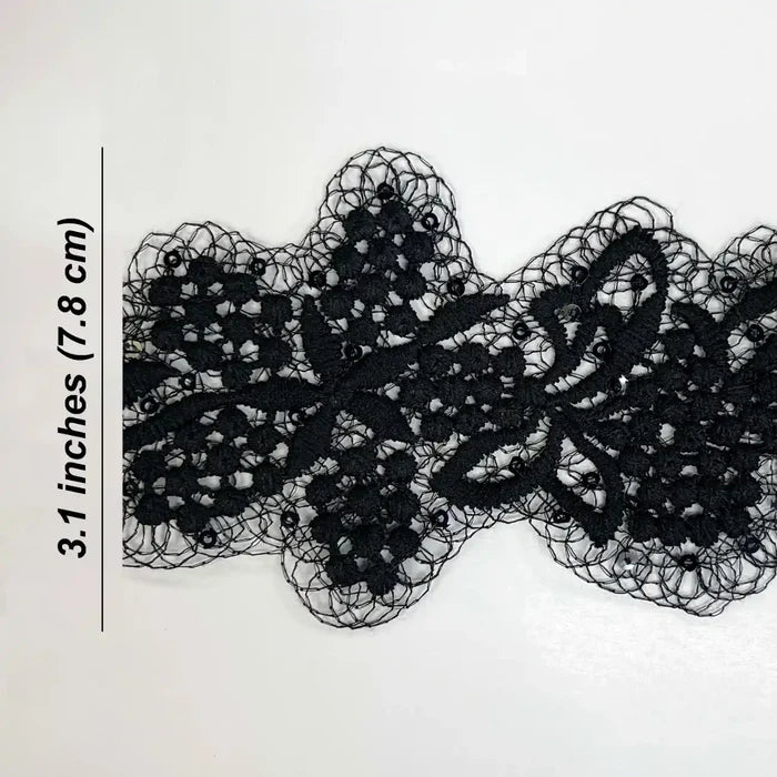 Designer Floral Lace with Net Base | Width 7.8cm (3.1 inches) 78mm |SKU_FML-34