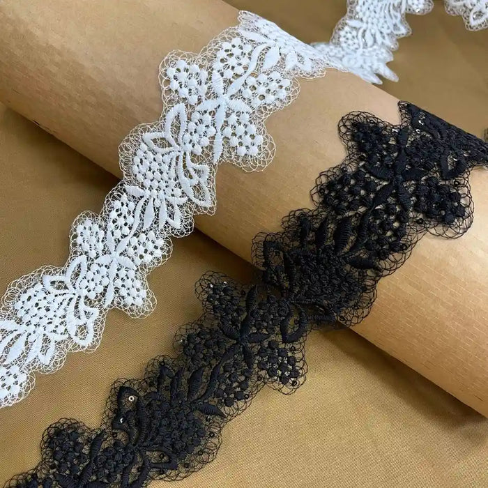 Designer Floral Lace with Net Base | Width 7.8cm (3.1 inches) 78mm |SKU_FML-34