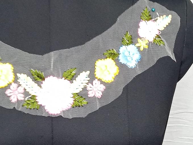 Premium detailed floral embroidered colorful patch ideal for kurtis, dresses, jackets and handcrafted fashion projects