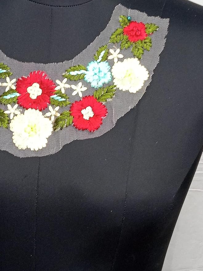 Elegant red colorful embroidered neckline sew patch designed to enhance ethnic and fusion clothing styles