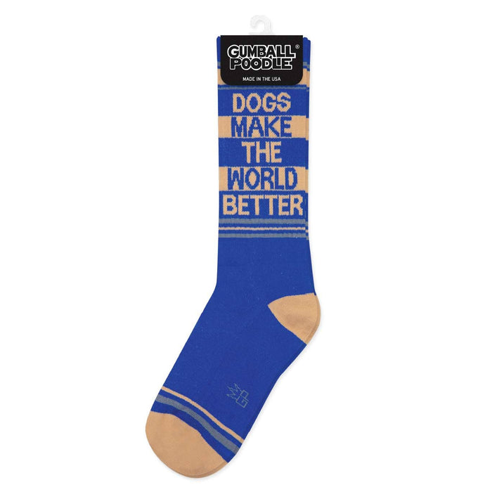 Dogs Make The World Better Gym Crew Socks - Dog.Dog.Cat.