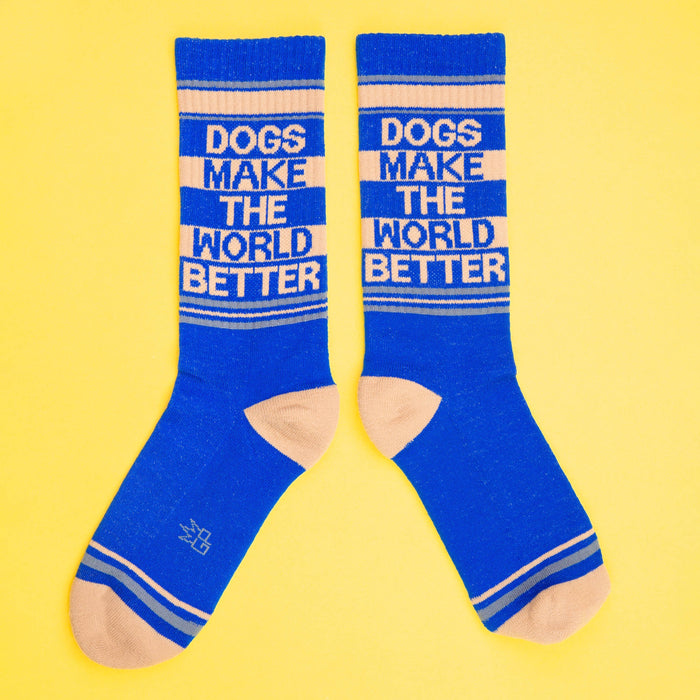 Dogs Make The World Better Gym Crew Socks - Dog.Dog.Cat.