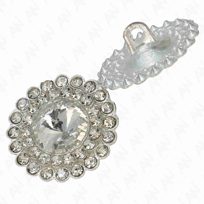 Dome Rhinestone Floral Design Metal Buttons | 20mm(32L)