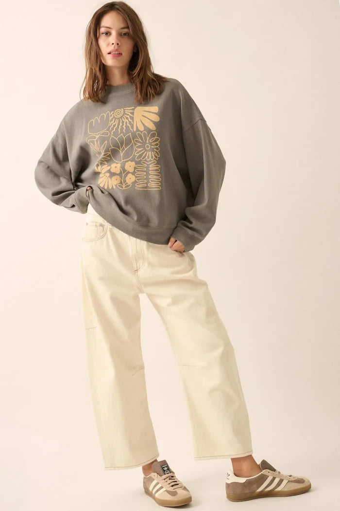 Doodle Garden Oversize Thermal Graphic Top - ShopPromesa