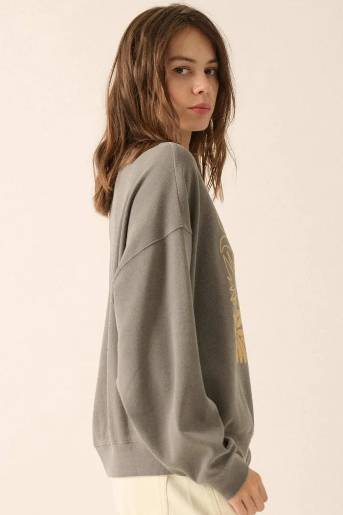 Doodle Garden Oversize Thermal Graphic Top - ShopPromesa