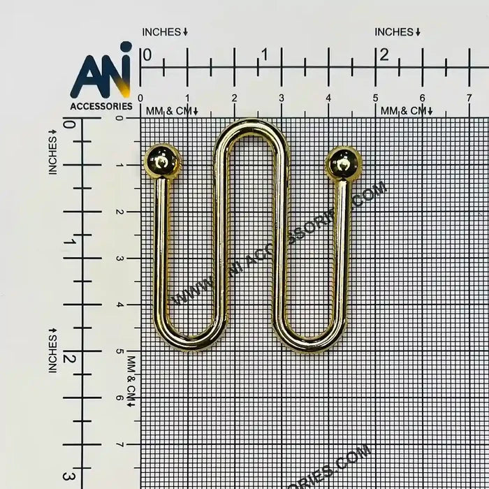 Ani Accessories Double loop golden metal buckle placed on the size chart bar graph in the white background.