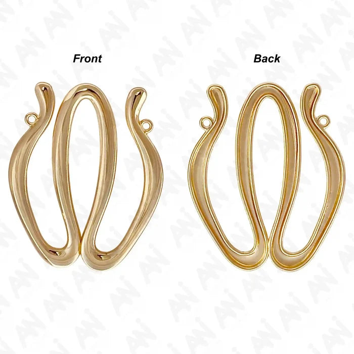 Ani Accessories Double Wave Design Metal Buckle/ Broach front and back image in a white background.
