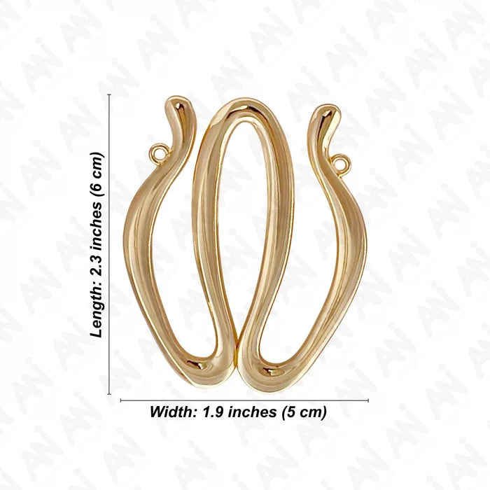 Ani Accessories Double Wave Design Metal Buckle/ Broach Size written on the white background.