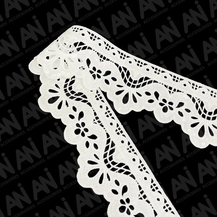 Duchess Leaf Floral Sequins Lace  2 Meter