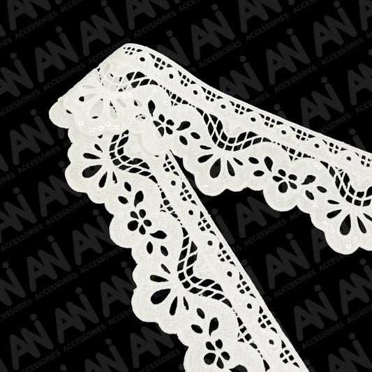 Duchess Leaf Floral Sequins Lace  2 Meter