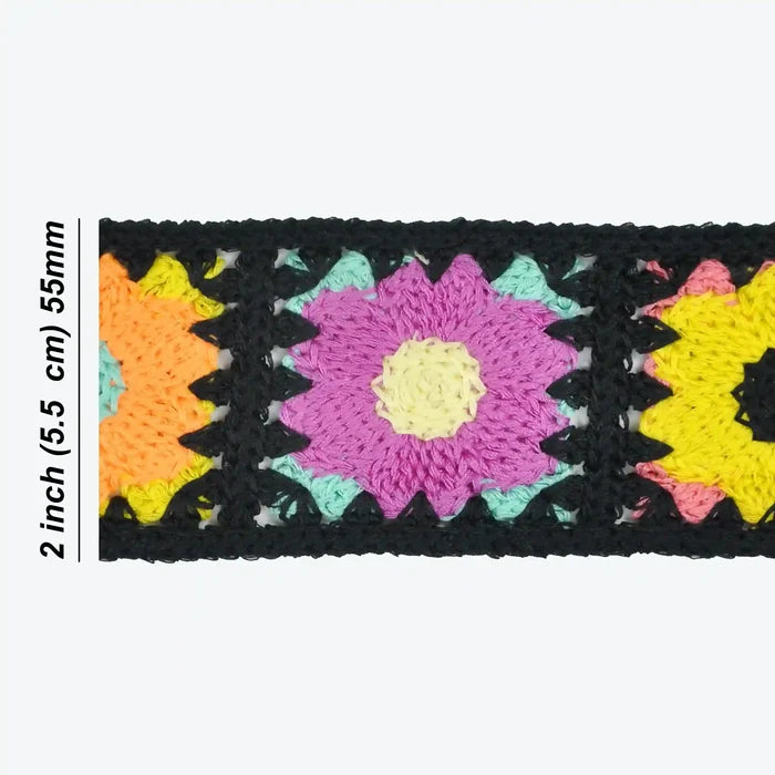 Elegant Black Floral Crochet Trim
