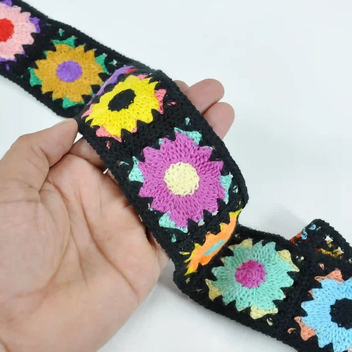 Elegant Black Floral Crochet Trim