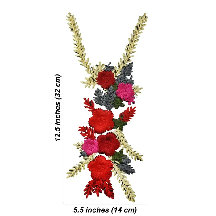 Elegant Crimson Floral Patch