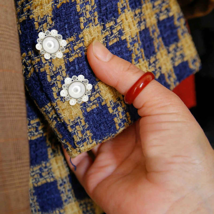 Elegant Dome Pearl Rhinestone Metal Buttons | 20mm(32L)