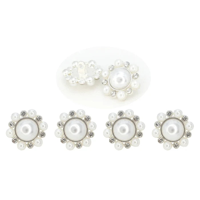 Elegant Dome Pearl Rhinestone Metal Buttons | 20mm(32L)