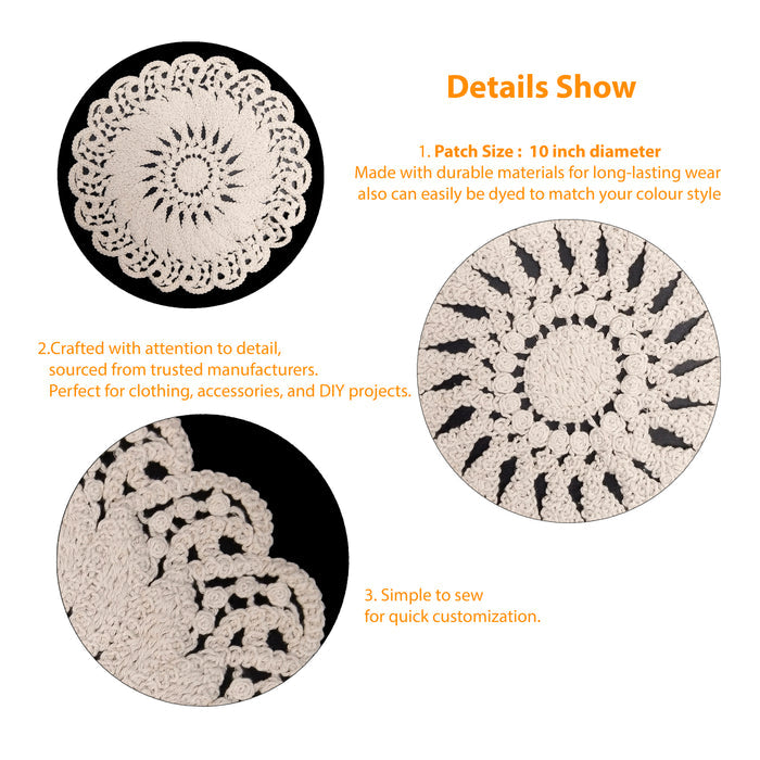 Elegant Floral Crochet Cotton Sew Patch