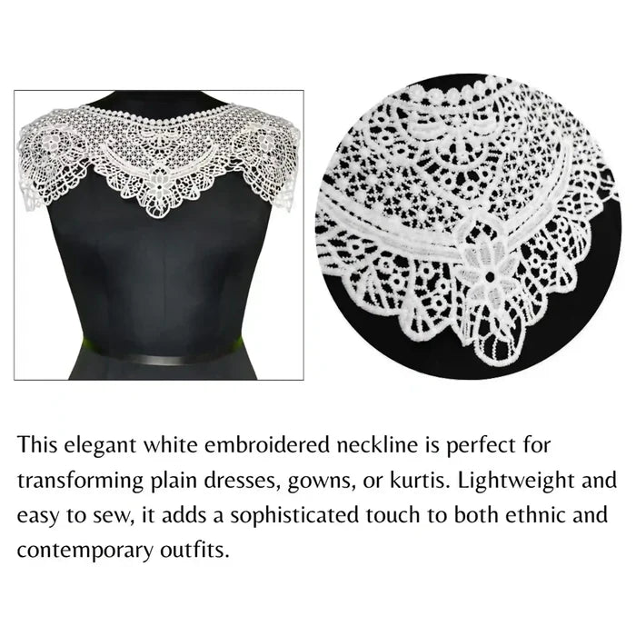Elegant floral end designer boat neckline patch with refined detailing for premium ethnic wear by Ani Accessories India.