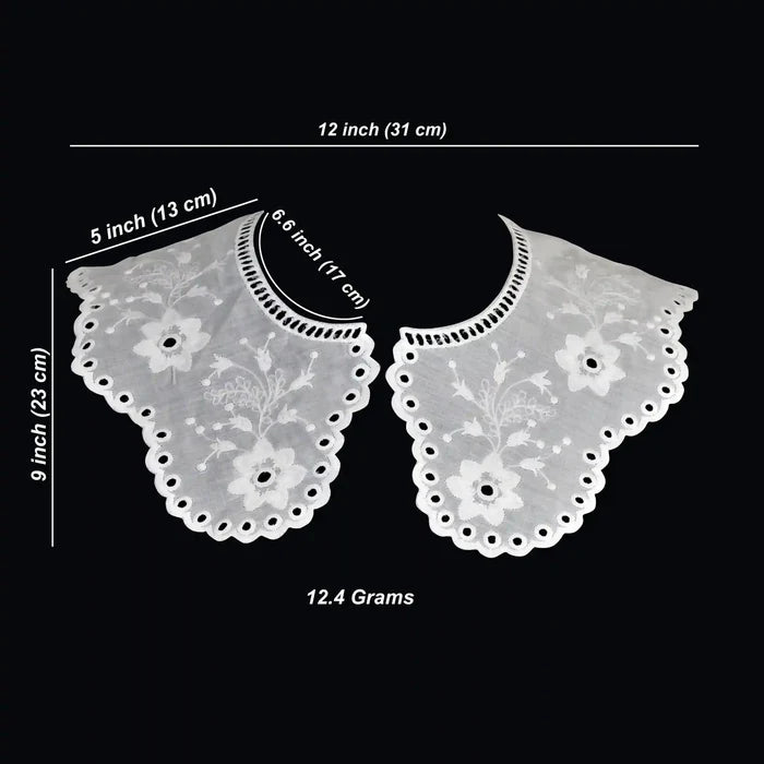 Ani Accessories handcrafted elegant floral Peterpan collar with fine embroidery for garment enhancement