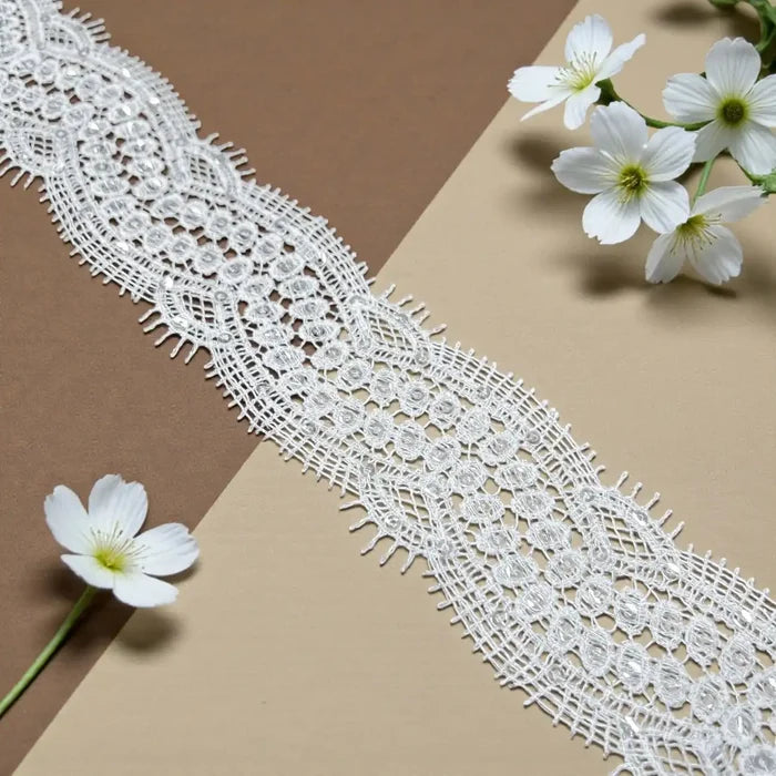 Elegant Oval Floral White Lace | Width 5cm (2 inches) 50mm | SKU-FML-32