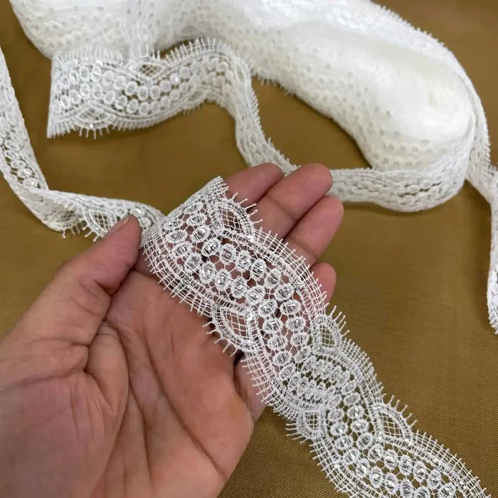Elegant Oval Floral White Lace | Width 5cm (2 inches) 50mm | SKU-FML-32