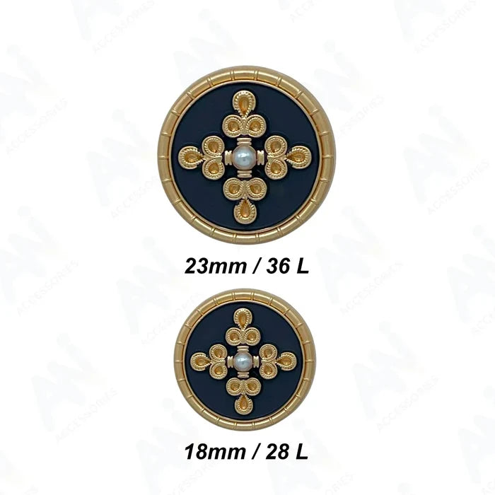Elegant Pearl Metal Buttons for Clothing | 18mm(28L) & 23mm(36L)