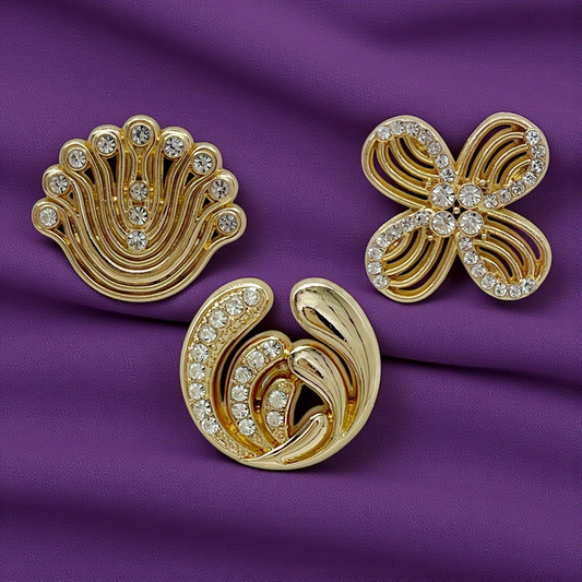 Elegant Rhinestone Metal Buttons | 15mm(24L), 18mm(28L) & 23mm(36L)
