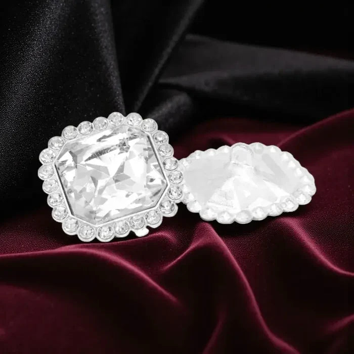 Elegant Rhinestone Silver Metal Buttons | 13mm, 21mm & 28mm