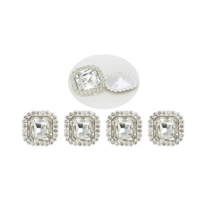 Elegant Rhinestone Silver Metal Buttons | 13mm, 21mm & 28mm
