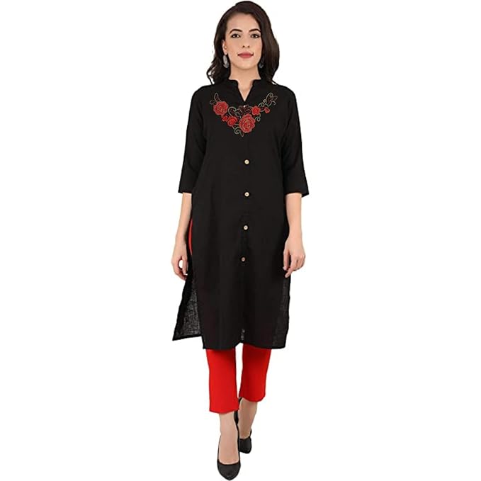 Stylish elegant roses floral ethnic neckline designed for festive wear and special occasions