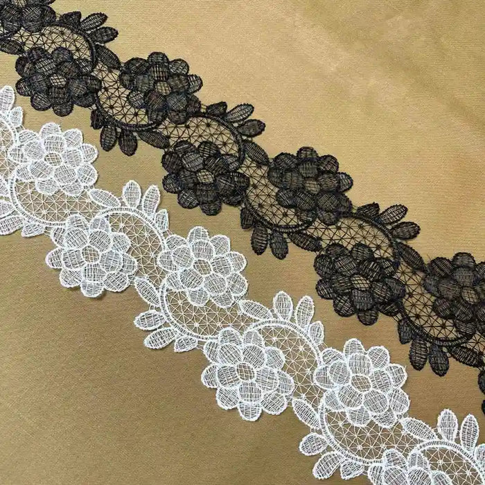 Elegant Wide White Floral Net Lace | Width 8.1cm (3.2 inches) 81mm | SKU-FML-23