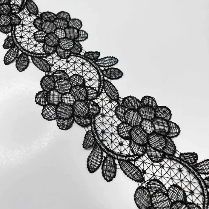 Elegant Wide White Floral Net Lace | Width 8.1cm (3.2 inches) 81mm | SKU-FML-23