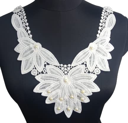 Women’s dresses and kurtis with elongated lace floral pearl neckline by Ani Accessories, highlighting elegance and style.