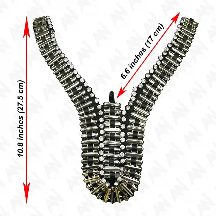 Embellished Beads and Rhinestone Empire Neckline Appliqué