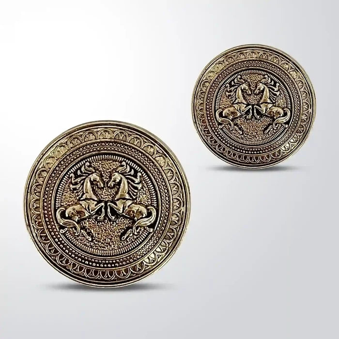 Embossed Dual-Horse Metal Buttons