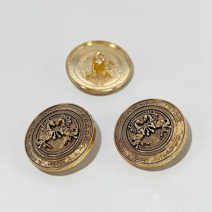 Embossed Dual-Horse Metal Buttons