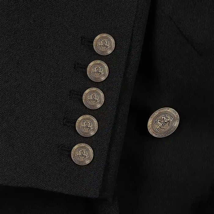 Embossed Dual-Horse Metal Buttons