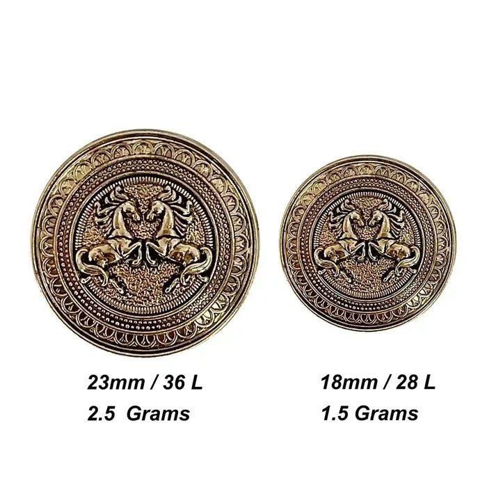 Embossed Dual-Horse Metal Buttons