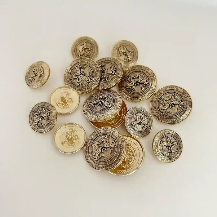 Embossed Dual-Horse Metal Buttons