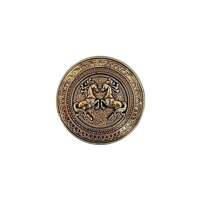 Embossed Dual-Horse Metal Buttons