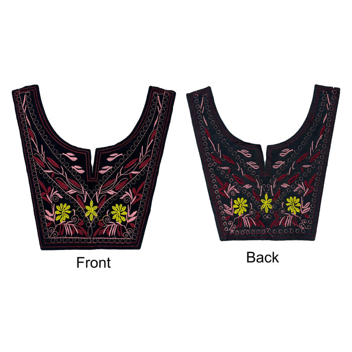 Embroidered Elegance floral and leafy neckline
