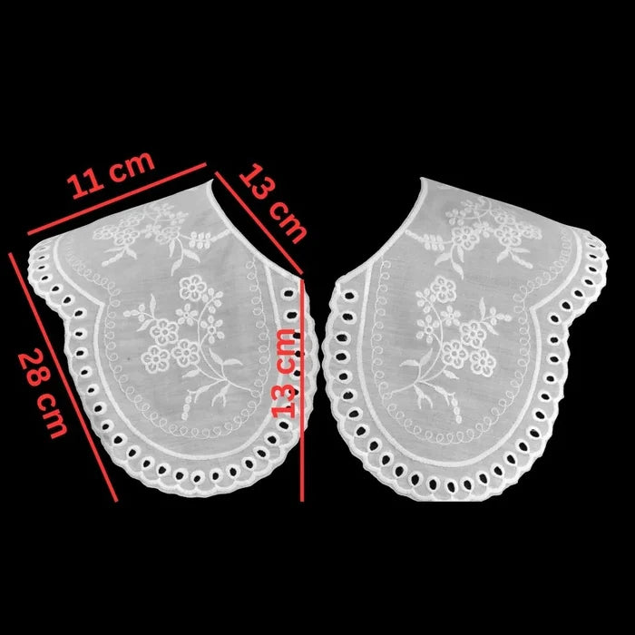 Delicate embroidered Peter Pan collar applique perfect for enhancing ethnic and contemporary outfits